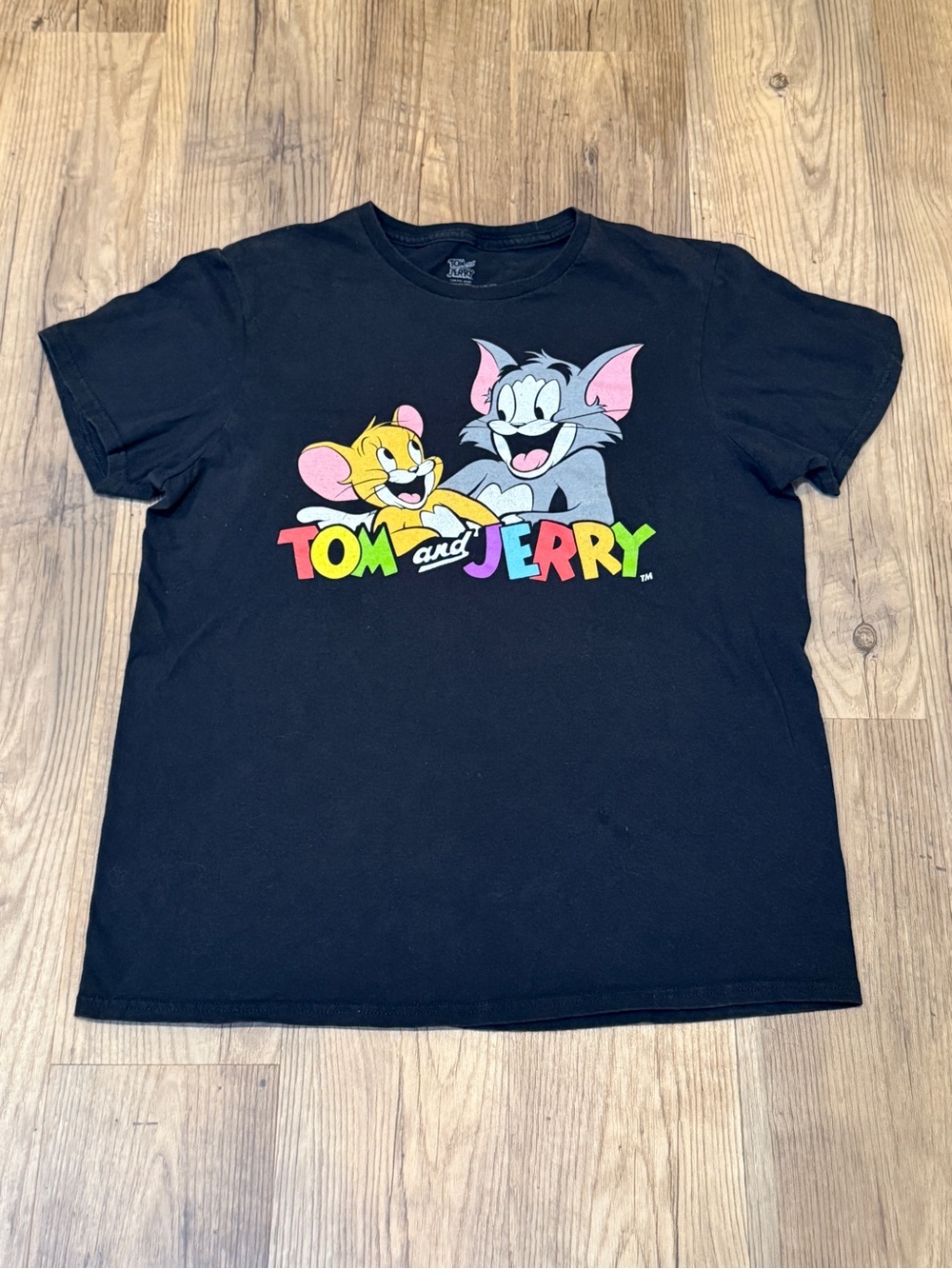Tom and Jerry Black Short Sleeve Graphic Tee